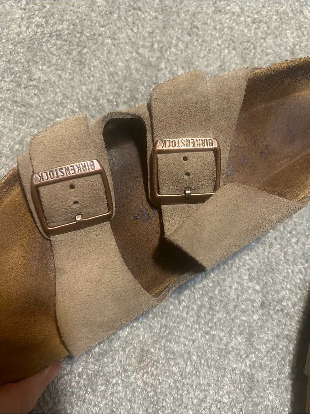 Birkenstock Tan Suede Two-Strap Sandals with Buckles - Picture 4 of 10